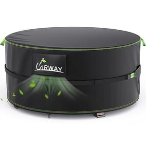 UIRWAY Fire Pit Cover 44 Inch Round, Waterproof Outdoor Fire Pit Cover, 600D Heavy Duty Oxford Fabric Firepit Cover with PVC Coating, Strong Tear & Windproof Patio Fire Pit Table Cover, Black