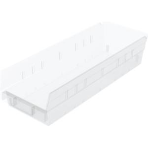 Akro-Mils 30138 Plastic Shelf Bins, Heavy Duty Storage Bins for Garage, Closet, and Drawer Organization, 18" x 6-1/2" x 4", Clear, 12-Pack