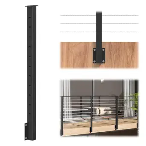 BLIKA 36" Black Cable Railing Corner Post, 3-Side Drilled Corner Post | T304 Stainless Steel Cable Railing Corner Post for Indoor & Outdoor, 36 inch Cable Railing System Kit, Easy DIY Installation