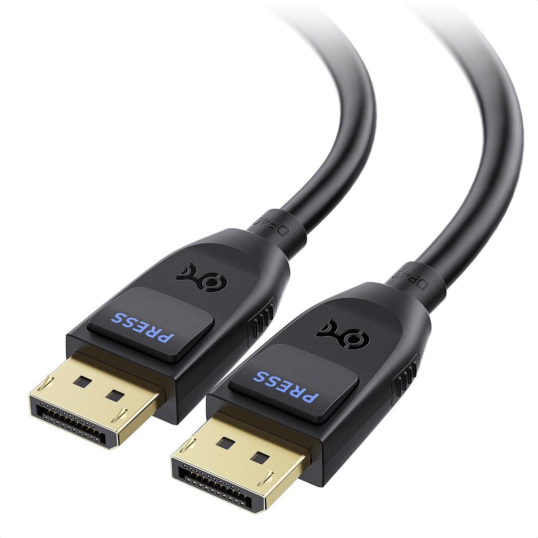 Cable Matters [VESA Certified] 40Gbps DisplayPort 2.1 Cable 2m/6.6ft, DP40 Cable 8K 120Hz, 4K 240Hz in Black with FreeSync, G-SYNC and HDR for Gaming Monitor, PC, RTX 4080/4090, RX 7900