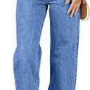 Sidefeel Women's Jeans High Waisted Straight Leg Stretchy Jeans Trendy Loose Wide Leg Zimbaplatinum Denim Pants with Pockets (Blue, 6)