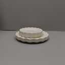 HIGH END 100 Pcs Ivory Wave Plastic Plates with Gold Trim, Fancy Disposable Plate Sets Include 50 Dinner & 50 Dessert Plastic Plates, Elegant Disposable Plate Set For Party, Thanksgiving (50 Guests)