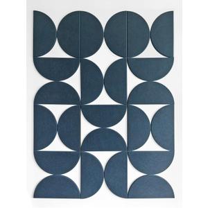 Half-Circle Felt Board Tiles, 12 Packs - Self Adhesive Wall Art & Acoustic Panels | Abstract Wall Decor for Home Office | Modern Pinboard - Prussian Blue