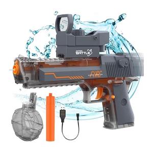 Electric Water Gun, Automatic Squirt Guns Up to 26 FT Range with Large Capacity, 500CC Water Blasters for Kids Adults Water Gun for Summer Pool Parties Beach Games(Grey)