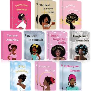20 Pcs Black Girl Journal Mini Black Women Notebooks African American Inspirational Notebook Lined Pocket Notepad Motivational Gifts for Students Teachers Nurse Writing Composition School Office