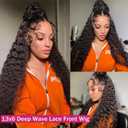 13x6 Deep Wave Lace Front Wigs Human Hair Curly Wet and Wavy HD Lace Front Wigs 200% Density Glueless Pre Plucked Frontal Wigs Human Hair Wig For Women 28 Inch