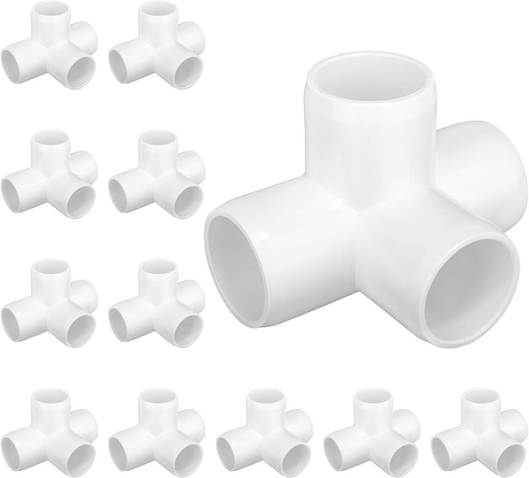 12 Pack 1 Inch 4Way PVC Fitting, Furniture Grade Pipe Elbow Connector for DIY Garden PVC Shelf Structure Tent Greenhouse Pipe Fittings