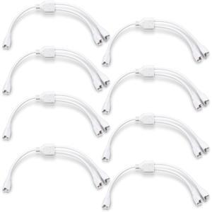Relaxweex 8 Pcs T5 T8 LED Splitter Cable 3pins LED Wire Tube Connector 1to 2 Way Splitter Extension Cord for Ceiling Lights, Integrated Tube Lamp Holder Socket