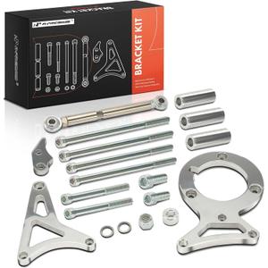 A-Premium Polished Aluminum Alternator & Power Steering Bracket Kit Compatible with 1982-1992 Ford Small Block 302 5.0L V8 Engines