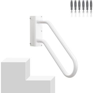 Hand Rails for Outdoor 1-2 Steps, Indoor Stairs, Bathroom, Wall Mount Non-Slip U-Shape Stair Hand Railing White Right 1 Pack