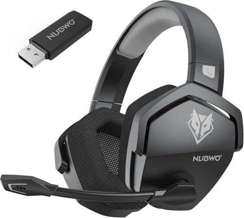 NUBWO Wireless Gaming Headset with Mic for Ps5 Ps4 PC, Zero Interference, 100-Hour Battery All-Day Play, 23ms Sync​ for Fortnite & Call of Duty/FPS Gamers, Triple Mode All Devices Compatible - Gray