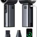 JISULIFE Portable Handheld Fan Ultra2 9000mAh, Max 25 Hrs, 5 IN 1, 100 Speed Turbo Fan, Rechargeable 18W Power Bank with Flashlight, Metal Shell Multi-Function Travel Essentials Gifts for Men-Grey