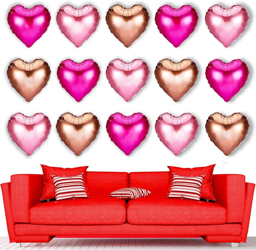 5 x Upgraded Rose Gold and Red Heart Foil Balloons for Valentines Day Decorations,Valentines Day Balloons,Romantic Decorations Special Night (18inch)