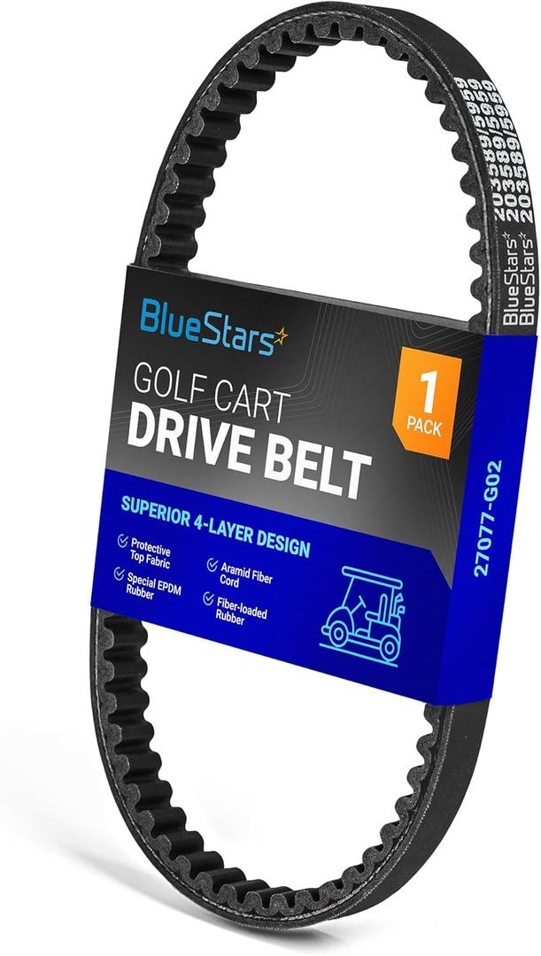 BlueStars Durable Golf Cart Drive Belt Replaces 27077-G02 27077-G01 - Fits for EZ.GO Marathon 4-Cycle 1991-1996 and 2-Cycle 1992-1993 Gas Golf Cart