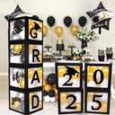 2025 Graduation Party Decoration Black Balloon Boxes with Letters 2025 Grad & So Proud of You and 20 pcs Ballons