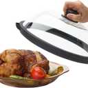OEC Lightweight Tempered Glass Lid with Water Inlet Food Splatter Cover, Food-Grade & BPA-Free, Fits Most Plates and Bowls (11")