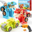 Dinosaur Toys, 3 Pack Take Apart Dinosaur Playset with Electric Drill, Transforming Construction Building Toys, Two-Way Switch, Play Cars for Boys Girls Kids, Christmas Birthday Gifts for Kids