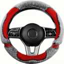 Soft Fuzzy Fluffy Fur Steering Wheel Cover Leather Women Men Red Sute Sporty 14 inch Universual Car Accessories Non-Slip Decoration