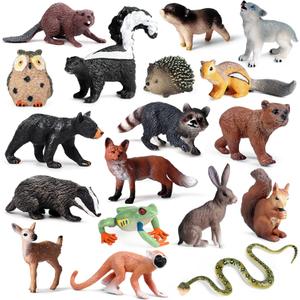 18Pcs Forest Animals Figures - Plastic Woodland Creature Toy Figurines for Kids Boys Girls 3-5 6-12, Small Jungle Animal Baby Figurines for Cake/Cupcake Topper Birthday Gift