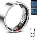 Mirlray Smart Ring for Women & Men, Smart Ring Health Tracker, Blood Oxygen & Heart Rate Monitor, Long Lasting Battery Sleep Ring, Waterproof Fitness Ring (Silver, 7)