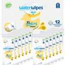WaterWipes Plastic-Free XL Bathing Wipes for toddlers & babies, 99.9% Water Based Wipes, Unscented & Hypoallergenic for Sensitive Skin, 192 Count (12 pack), Packaging May Vary
