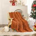 WESHIONGOO Chunky Knit Blanket Throw 51"63" Knitted Throw Blankets for Couch Bed Fall Throw Blanket Fluffy Soft Blanket with Jumbo Chenille Yarn Thick 100% Handmade (Burnt Orange), 51"x63"