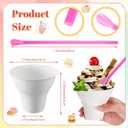 FoldTier 200 Set Snow Cone Cups and Straws Set 12 oz Colorful Shaved Ice Snow Straws Ice Cream Bowls Thicken Paper Cups for Wedding Birthday Party Food Holiday Summer Cookout