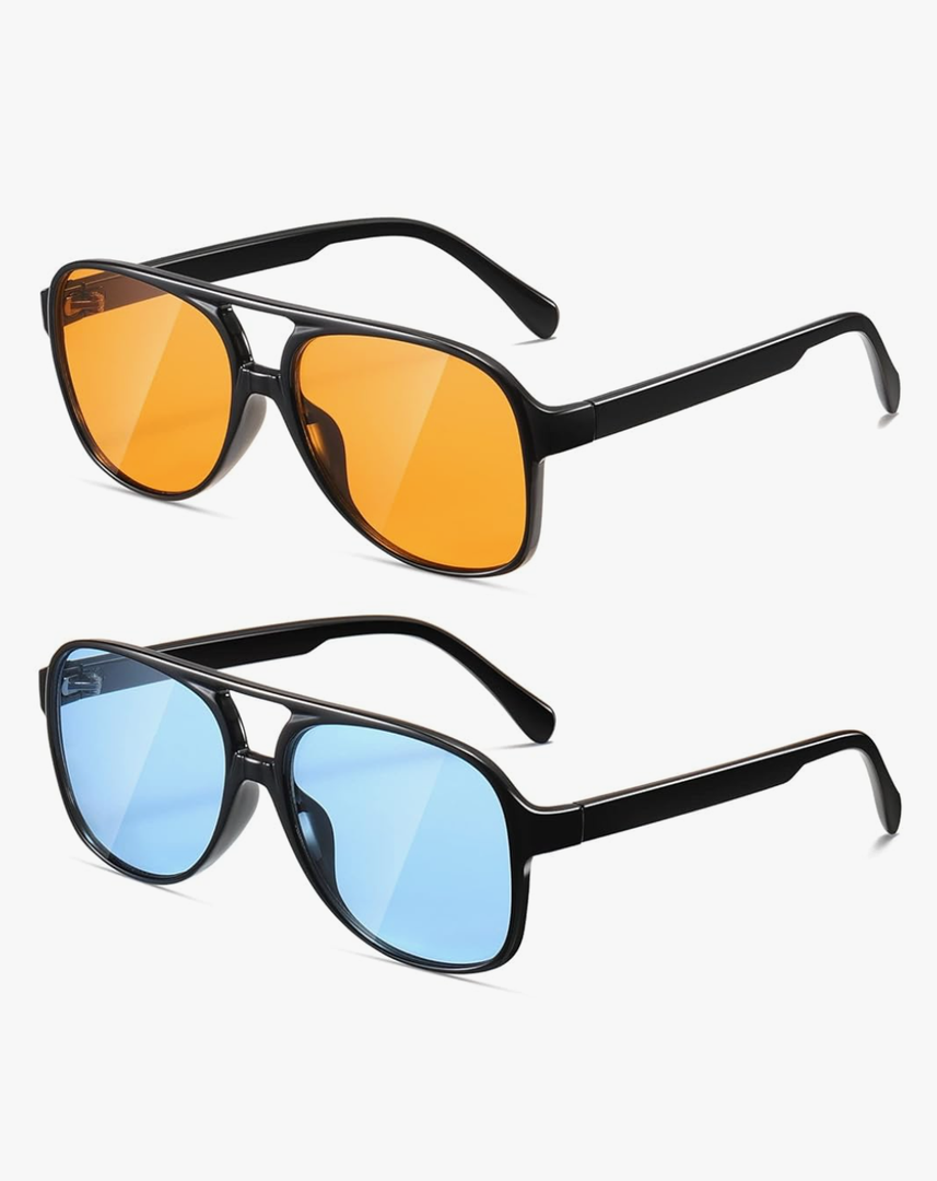 MASDUN Retro Square Aviator Sunglasses Womens Mens 70s Stylish Vintage Double Bridge Sun Glasses