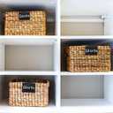 Plastic Basket Label Clip, Bin Clip Labels on Baskets Pantry Storage Box Clip Label Include 20 Pieces Label Bins Clip + 2 White Chalk Makers, Label Holder Set for Kitchen Office Home Organization