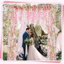 Thiccywoov 4pcs Wisteria Artificial Flowers Garland, 7.2Ft/Piece Wisteria Hanging Flowers Garland for Wedding Arch Decoration Outdoor Ceremony Home Backdrop Garden (Pink, Dark Pink, White)