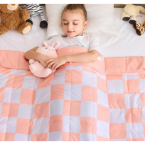 yescool Weighted Blanket 5 Pounds Cooling Weighted Lap Blanket,Heavy Blanket for Sleeping, Breathable Weighted Throw Blanket Gifts for 40-60lbs, 36"x48", Pink Plaid