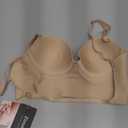 Low Back Bras for Women, Seamless Underwire Invisible Backless Bra, Multi-Way Convertible Straps Low Cut Bras Halter Bra (32C, Nude)