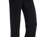 Foucome Women's Maternity Pants Casual Loose Wide Leg Cozy Pant Pregnancy Palazzo Lounge Trousers with Pockets (Black)