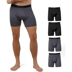 32º DEGREES Mens Pack of 4, Active Mesh Quick Dry Performance Boxer Brief Size L, Black & Grey