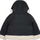 LONDON FOG girls Heavyweight Winter Puffer Coat With Sherpa Trim (Black)