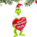 2025 Christmas Ornaments, 3D Christmas Hanging Ornament, Funny Christmas Tree Decorations, Hanging Accessories Outdoor Indoor Decor, Gift for Friends Families Neighbors (Green)