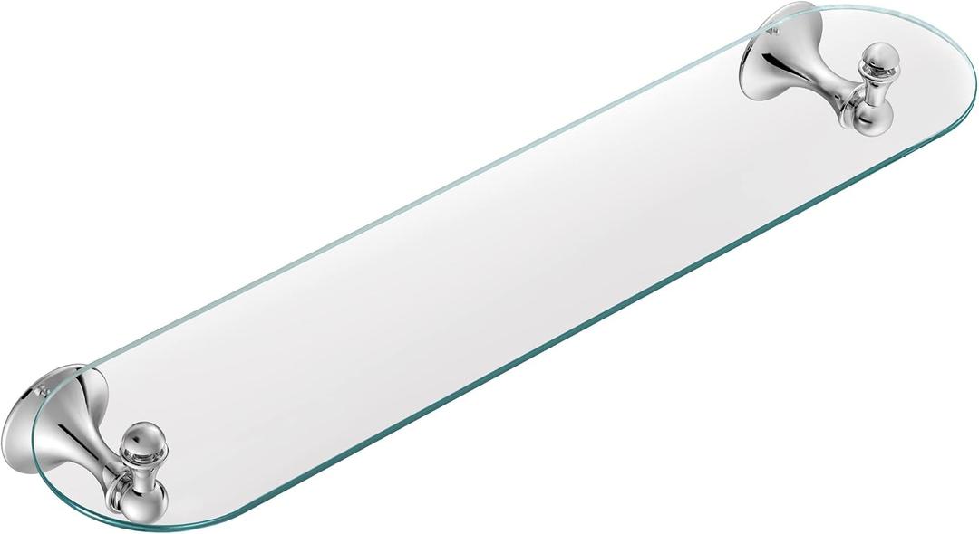 Moen DN7790CH Lounge 24-Inch Wide x 5-Inch Deep Decorative Glass Bathroom Vanity Shelf, Chrome, 24 Inches X 5.5 Inches X 3.2 Inches