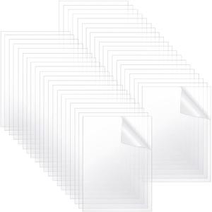 Queekay 40 Pcs Acrylic Sheets 6 x 4 x 0.04 Inch Clear Plastic Sheet with Protective Paper Clear Petg Panels for Craft Projects, DIY Display,Replacement Picture Frame Glass