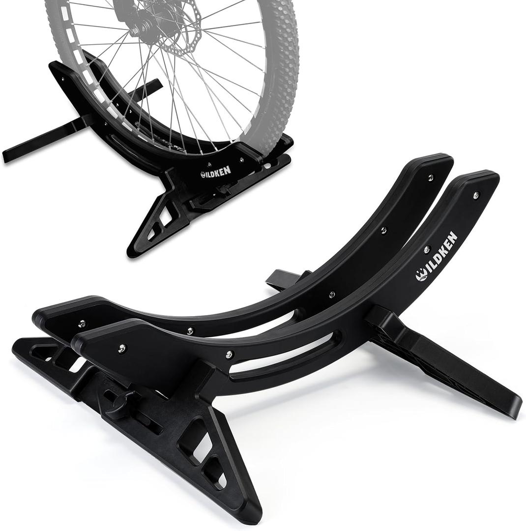WILDKEN Bike Stand, Bike Stand Floor for Home/Garage Adjustable Bicycle Stand Bike Parking Rack Fit Road Bike, Mountain Bike, MTB, BMX, Commuter Bike, Kids Bike, Scooter (Black)