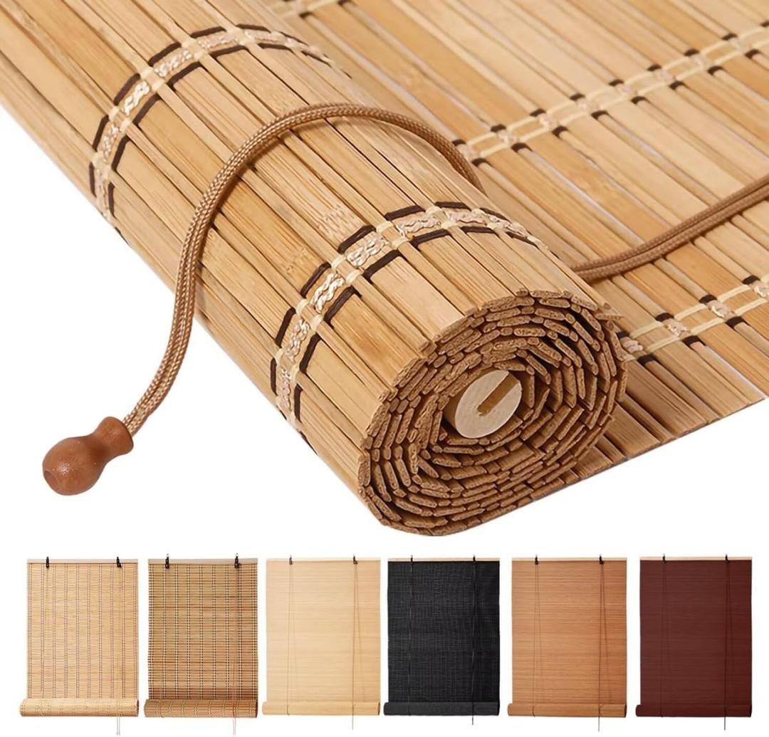 Bamboo Blinds, Easy to Install Bamboo Shades for Indoor Windows, Custom Sizes Roller Shades for Indoor Windows, Roll Up Blinds Indoor Outdoor Patio, 56"W x 59"H