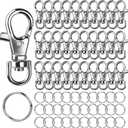 LEOBRO 60PCS Lobster Claw Clasps and Key Rings, 30PCS Keychains Clips and 30PCS Key Chain Ring, Keychain Making kit for Key Chain, Jewelry Making, Art Crafts, Silver