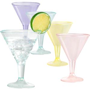 Liacere 24 Pack Colored Plastic Cocktail Glasses - 6.25oz Disposable Martini Glasses - Plastic Margarita Glasses - Perfect for Wedding & Birthday & Summer Party