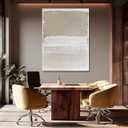 SHEYOYE Hand-painted Abstract Wall Art - Large Canvas Art for Living Room, Bedroom, Modern Beige and White Art Decor, 36x48in