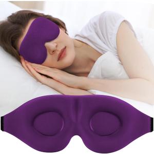 ZGGCD Sleep Mask for Side Sleeper, Light Blocking Sleeping Eye Mask for Women Men, 3D Contoured Cup Night Blindfold, Luxury Eye Cover Eyeshade with Adjustable Strap for Travel, Nap, Purple