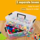 TERGOO 2 Layer Plastic Storage Containers with Lids, Multipurpose Clear Stack & Carry Box, Portable Craft Organizers and Storage Bin for Organizing Art & Craft, Sewing, Makeup, Nail Supplies (Black)