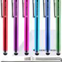 The Friendly Swede Stylus Pen for Touchscreen  4.5" Stylus Pen for iPad, iPhone & Android - 6-Pack Including 2 x 15 Lanyards and Screen Cleaning Cloth - Red/Purple/Pink/Light Blue/Dark Blue/Green