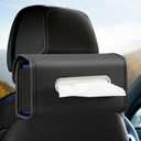 Car Tissue Holder, WHHMK Tissue Box Cover Keep Car Tidy, Premium PU Leather Backseat Napkin Rectangle Organizer, Extra Large Tissue Box Storage in Auto Fits for 100-150 Regular Size Tissues, Black
