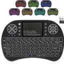 2.4GHz Backlit Mini Keyboard Touchpad Mouse, Mini Wireless Keyboard with Touchpad and Multimedia Keys for Android TV Box Smart TV HTPC PS3 Smart Phone Tablet Mac Linux Windows OS (7 Colors)