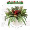 DILATATA Christmas Centerpieces 8 Inch Artificial Christmas Plant in Square Wooden Pot Tabletop Pine Plants with Red Berries Pine Cones Eucalyptus for Winter Holiday Party Fireplace Mantel Xmas Decor (Style 1)