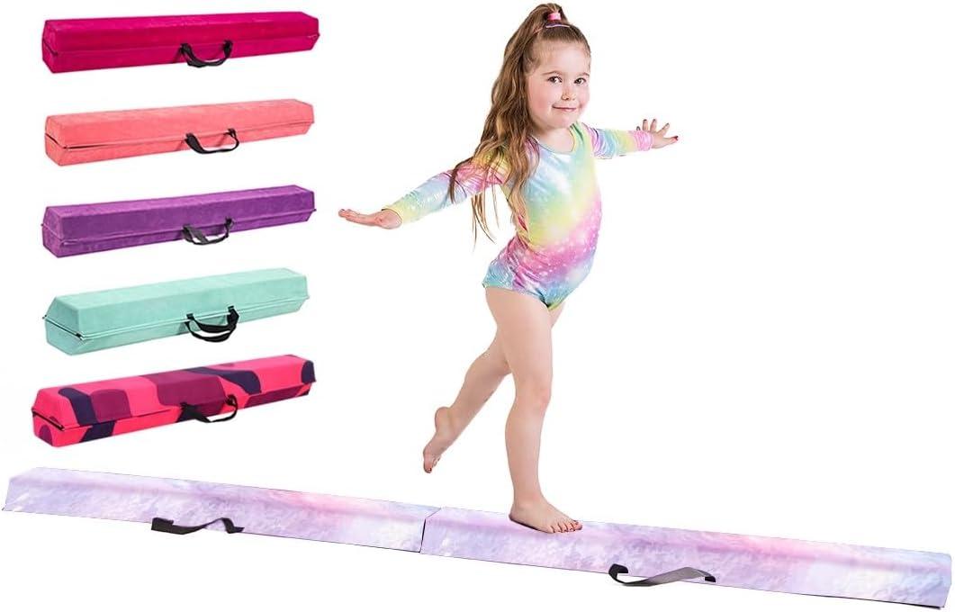 Balance Beam For Kids - Premium Gymnastics Equipment In Non Slip Faux Suede -210cm- High Density EVA Foam - Bonus Flash Cards, Carry Straps, Carry Case